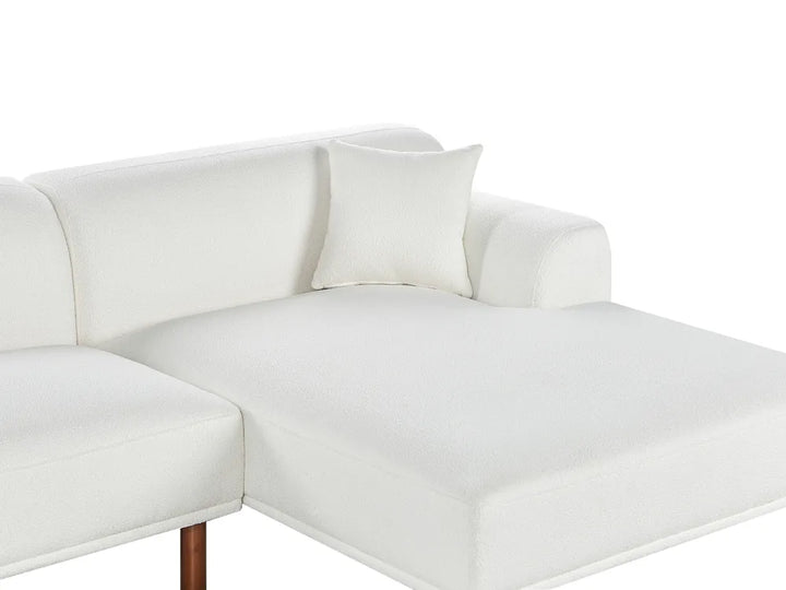 Corner Sofa 3 Seater Boucle White with Ottoman Left Hand Brekyn