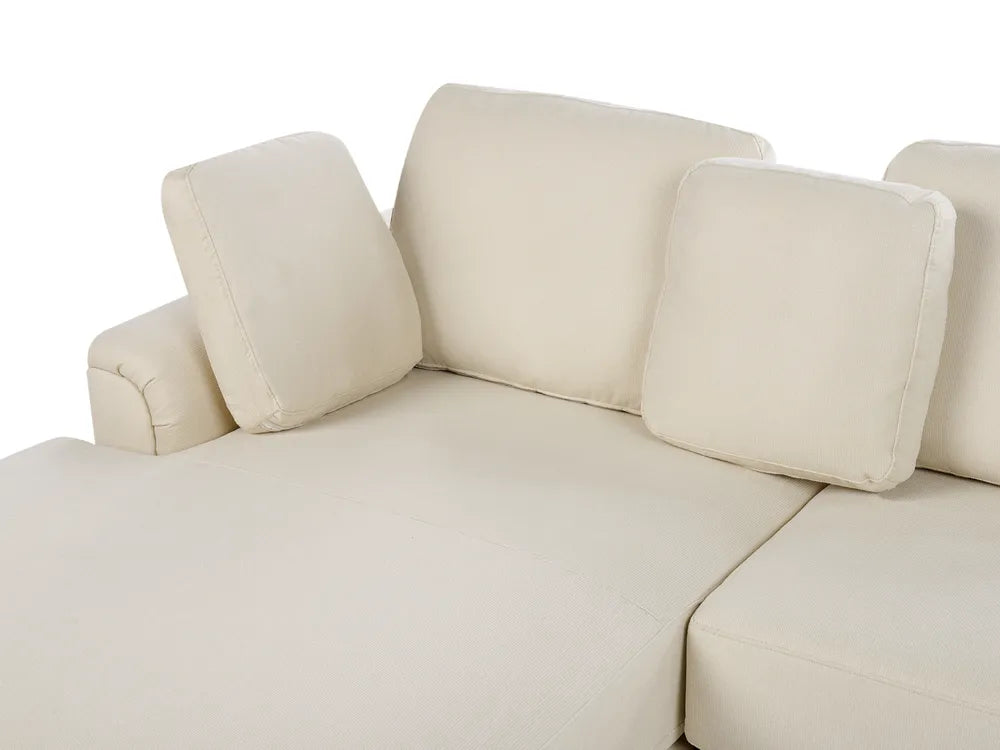 Corner Sofa 4 Seater Fabric Light Beige with Ottoman Right Hand Olva