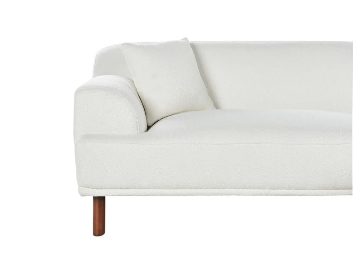 Corner Sofa 3 Seater Boucle White with Ottoman Left Hand Brekyn