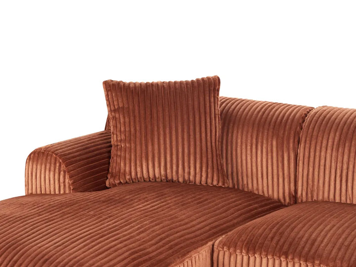 Corner Sofa Corduroy Brown Left Hand Scarlet