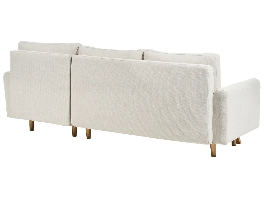 Sofa Bed 3 Seater Fabric Light Beige with Storage Left Hand Arsaluis