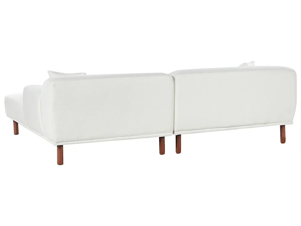 Corner Sofa 3 Seater Boucle White with Ottoman Left Hand Brekyn