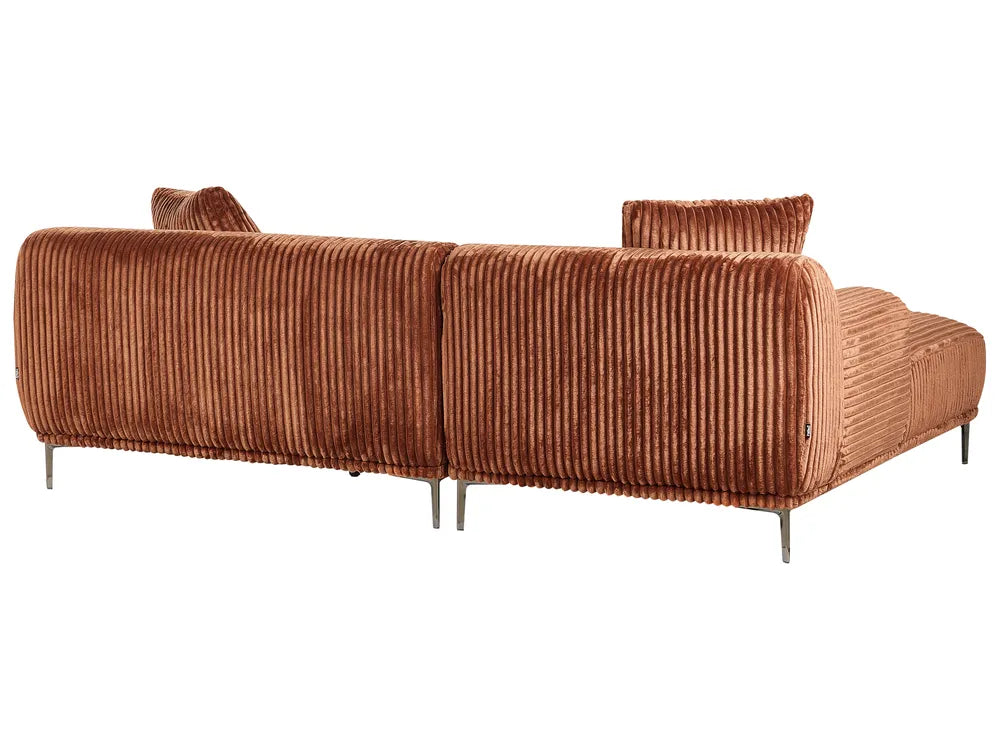 Corner Sofa Corduroy Brown Left Hand Scarlet