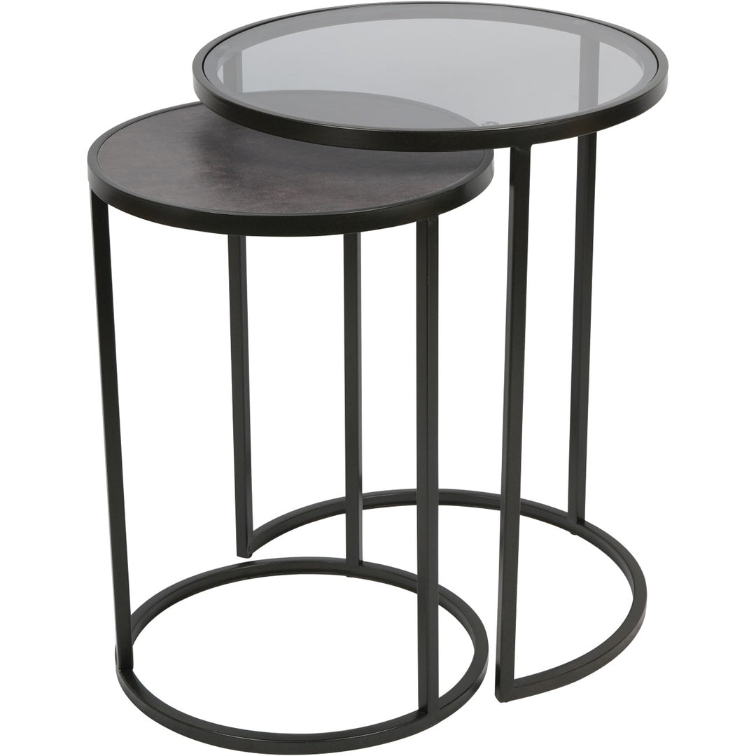 Turner set of 2 nesting side tables with glass and slate tops