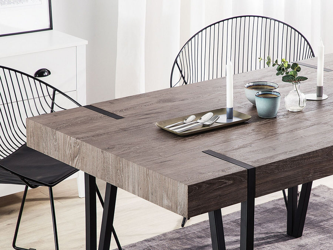 Adena Dining Table 180 x 90 cm Dark Wood with Black