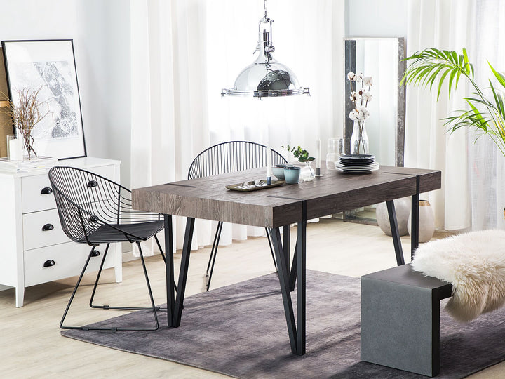 Adena Dining Table 180 x 90 cm Dark Wood with Black