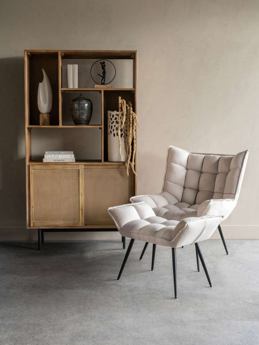 Maddox antiqued acacia wood bookcase with 2 sliding doors and shelves