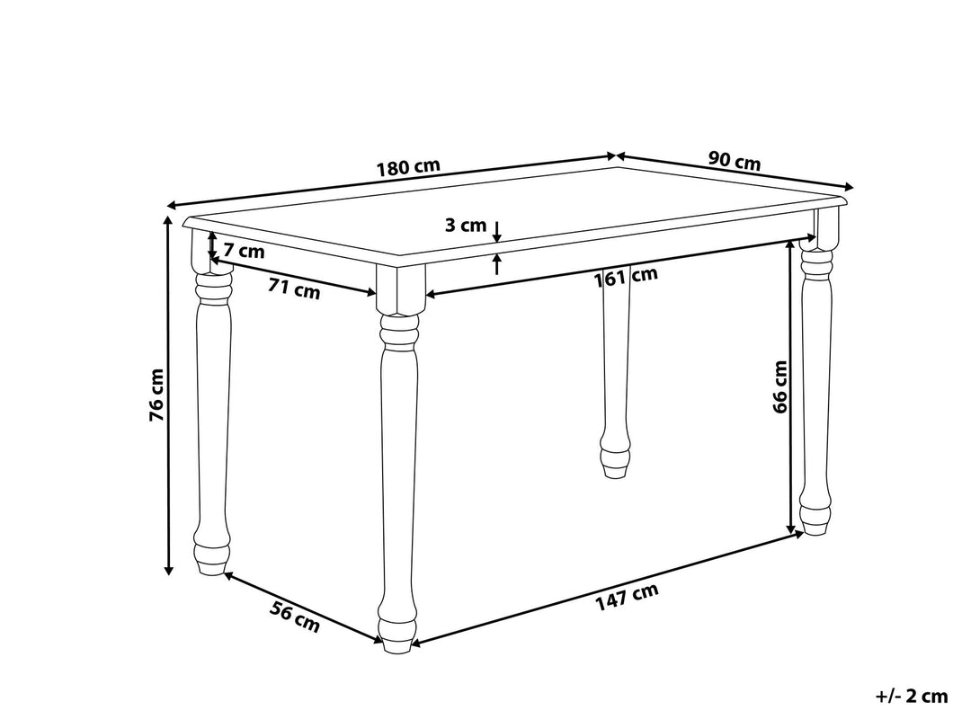 Cary Wooden Dining Table 180 x 90 cm White