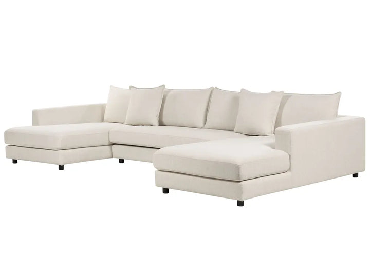 Corner Sofa 5 Seater Fabric Light Beige Kyanne