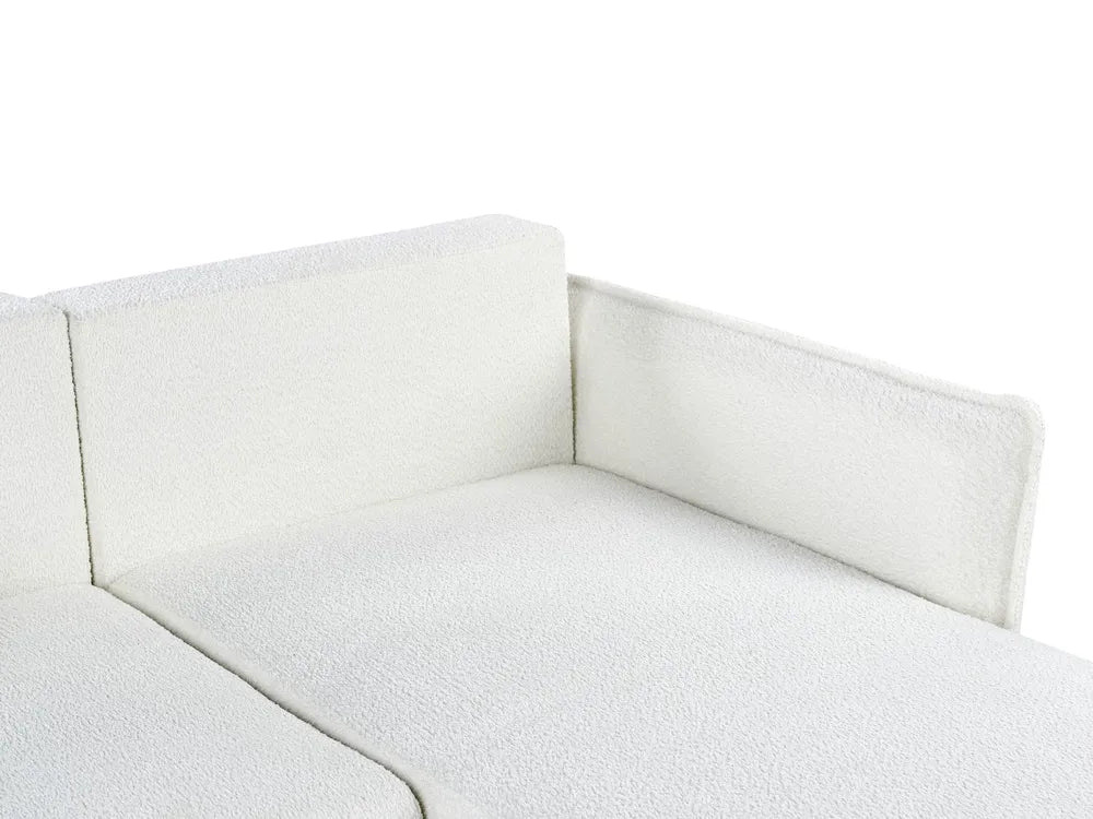 Corner Sofa Bed 3 Seater Boucle Off-White with Storage Left Hand Gloria