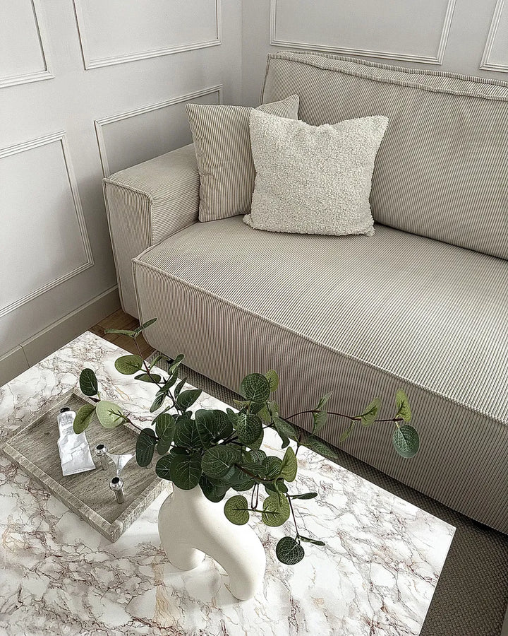 Corner Sofa Bed 3 Seater Corduroy Off-White Left Hand Middale