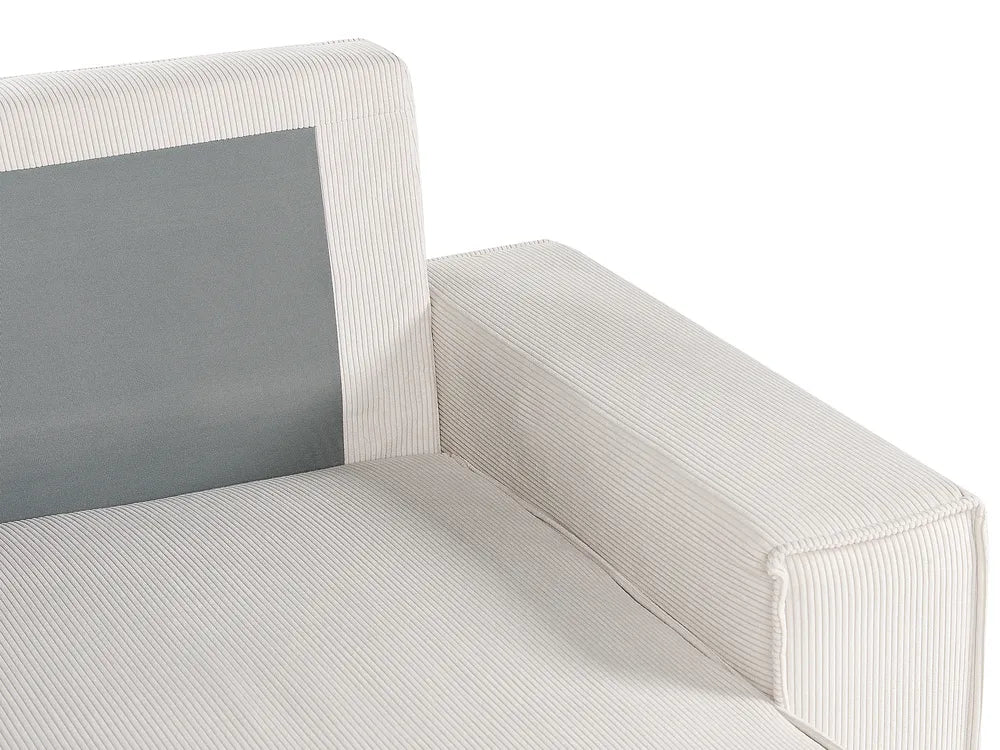 Corner Sofa Bed 3 Seater Corduroy Off-White Left Hand Middale