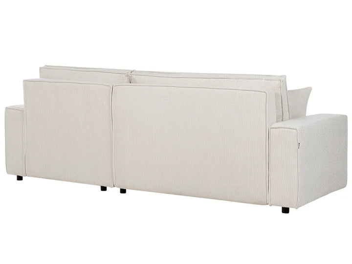 Corner Sofa Bed 3 Seater Corduroy Off-White Left Hand Middale