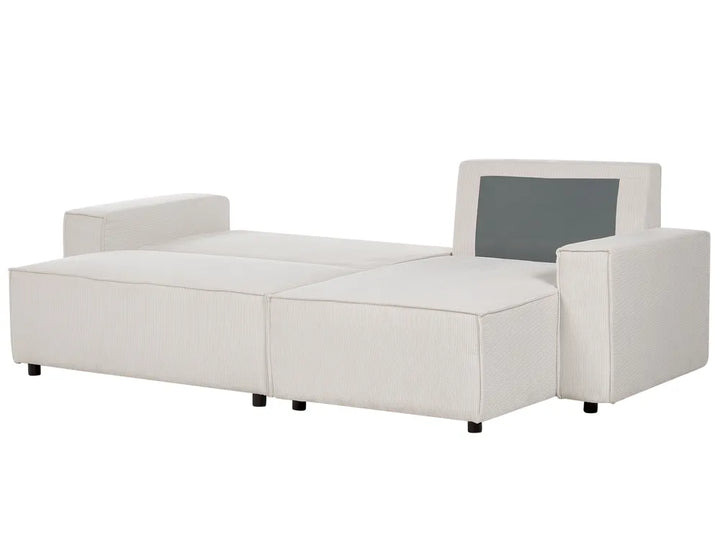 Corner Sofa Bed 3 Seater Corduroy Off-White Left Hand Middale