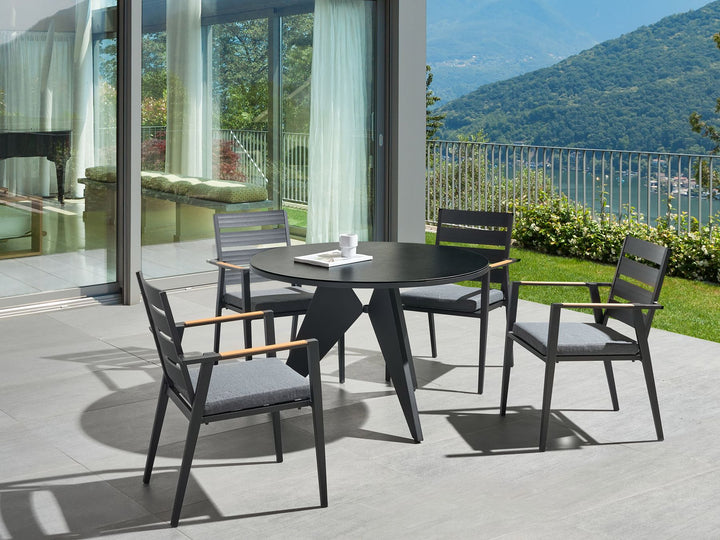 Olmetto Garden Dining Table 83 cm 110 cm Glass Black