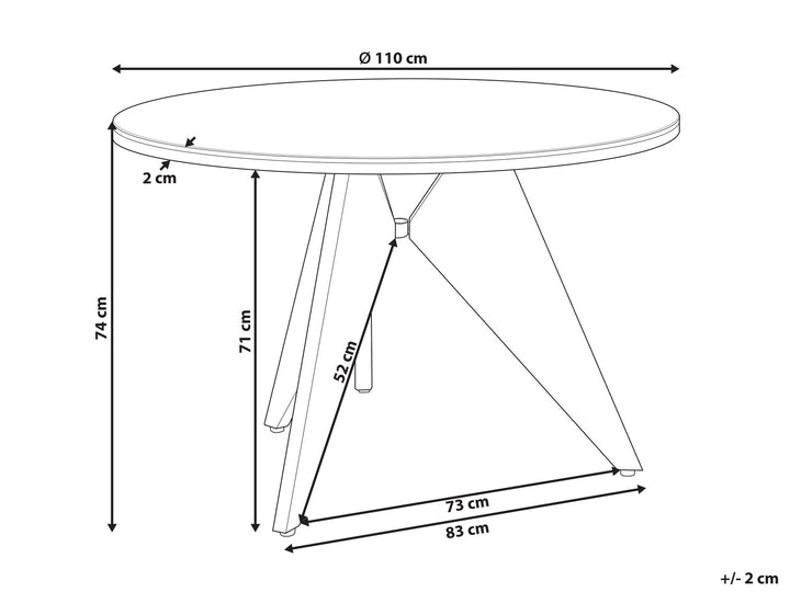 Olmetto Garden Dining Table 83 cm 110 cm Glass Black