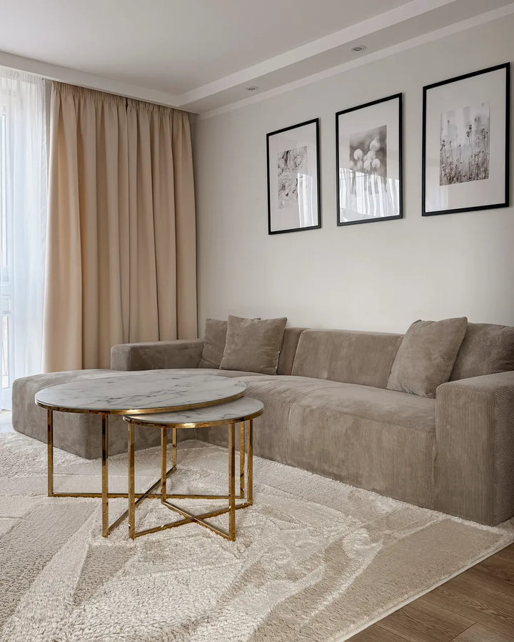 Corner Sofa 4 Seater Corduroy Beige Right Hand Lecanto
