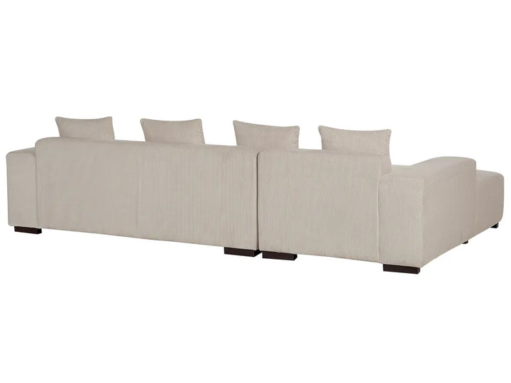 Corner Sofa 4 Seater Corduroy Beige Right Hand Lecanto