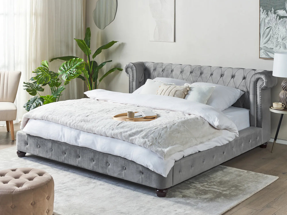 Super king velvet waterbed 180x200 cm Chesterfield style