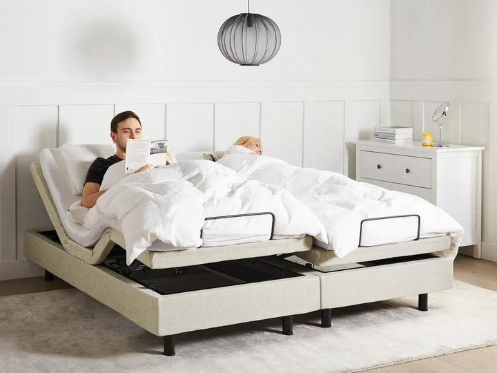 Adjustable Bed without Headboard Fabric 180 x 200 cm (EU Super King) Beige Antioch