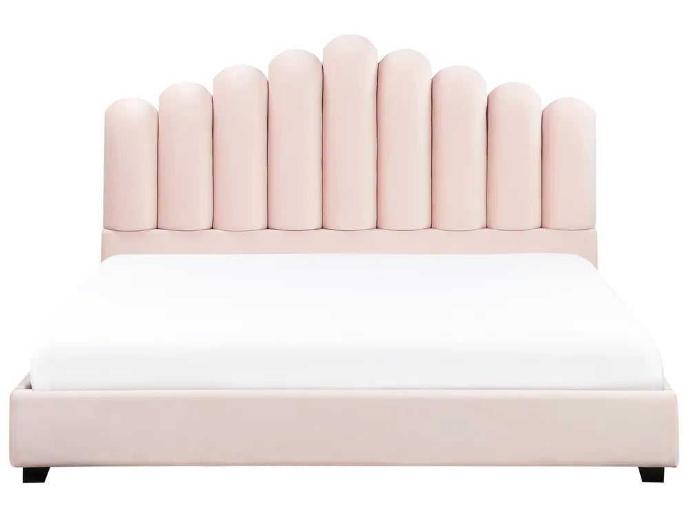 Luxury EU super king velvet waterbed in soft pink tone
