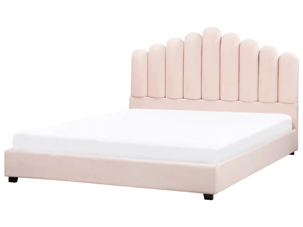 Pastel pink velvet EU super king size waterbed