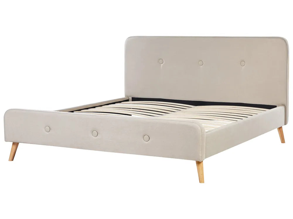 Bed Faux Linen 180 x 200 cm (EU Super King) Light Beige Ambrey