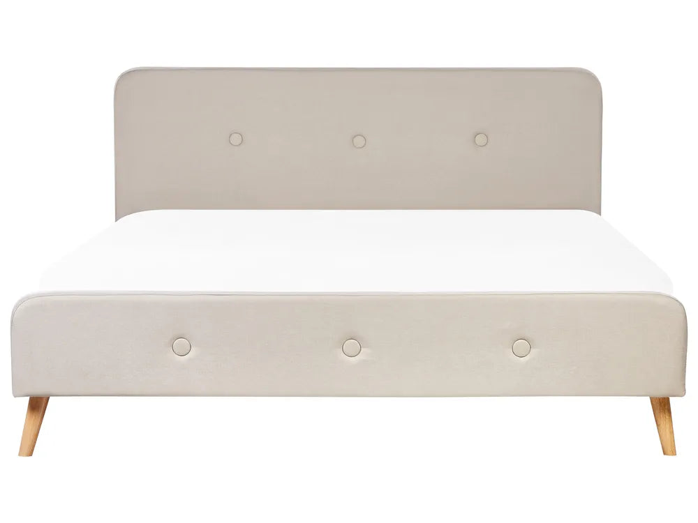 Bed Faux Linen 180 x 200 cm (EU Super King) Light Beige Ambrey
