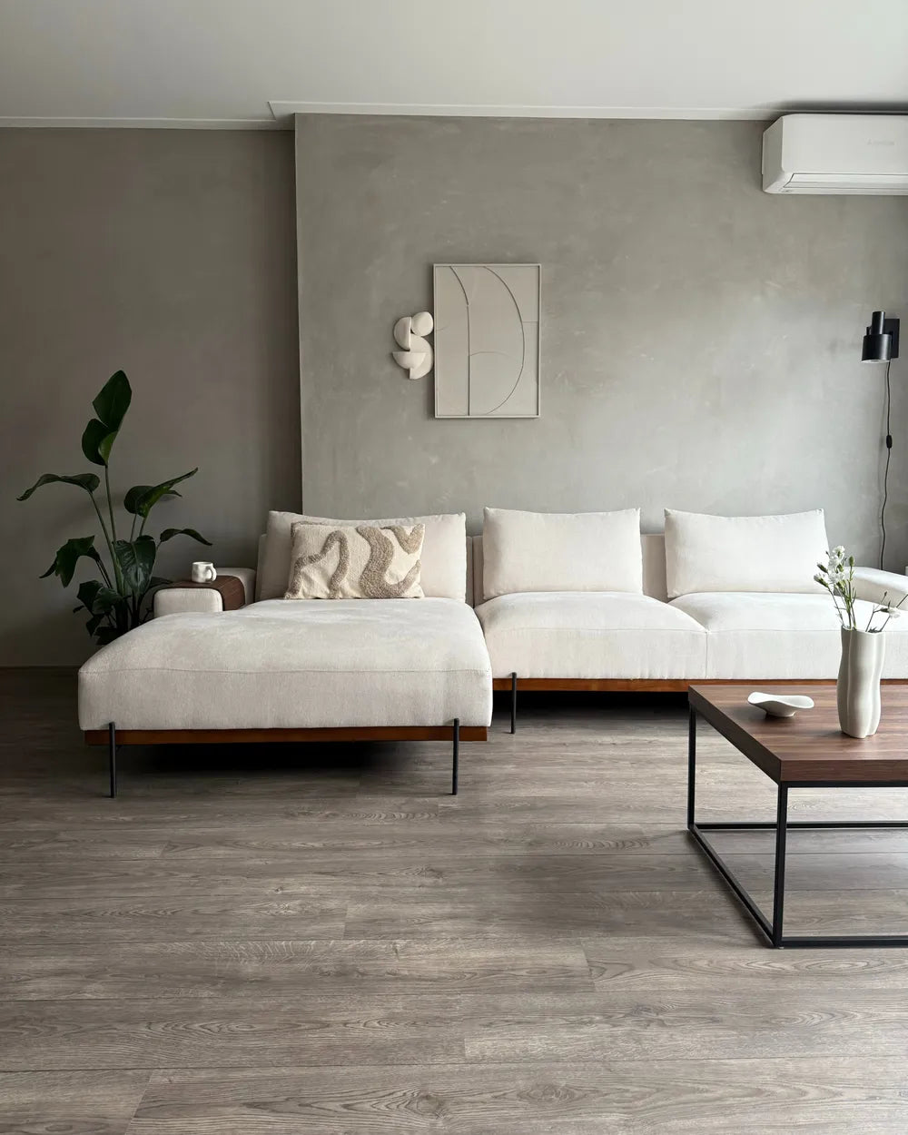 Corner Sofa 3 Seater Fabric Light Beige Right Hand Ibach