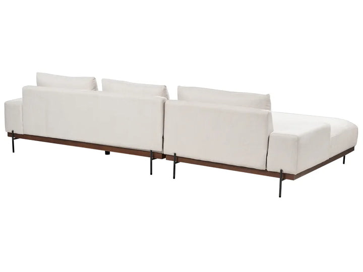 Corner Sofa 3 Seater Fabric Light Beige Right Hand Ibach