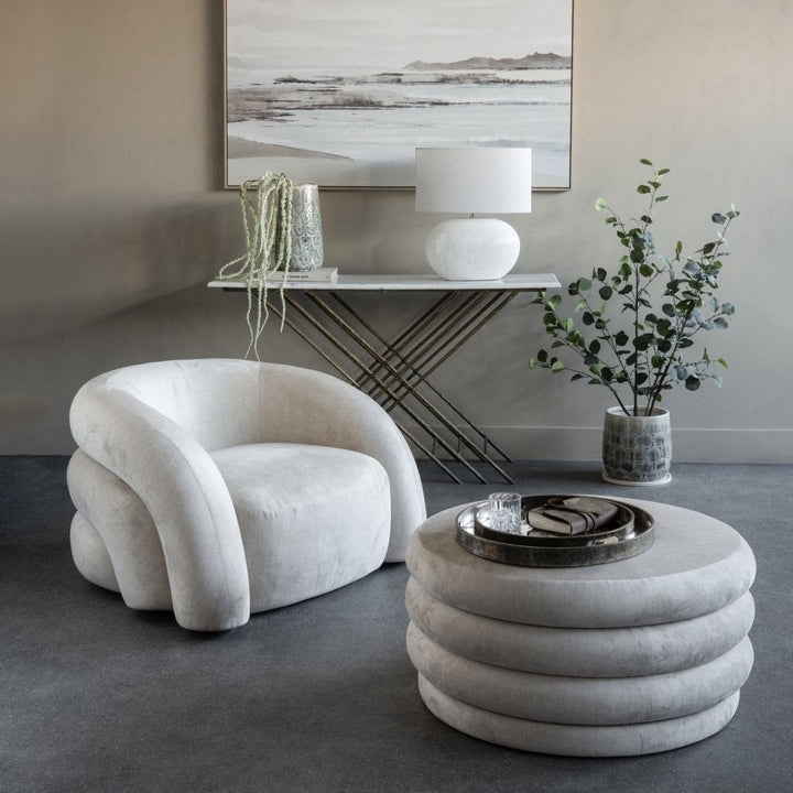 Libra Casa Upholstered Storage Ottoman Cream