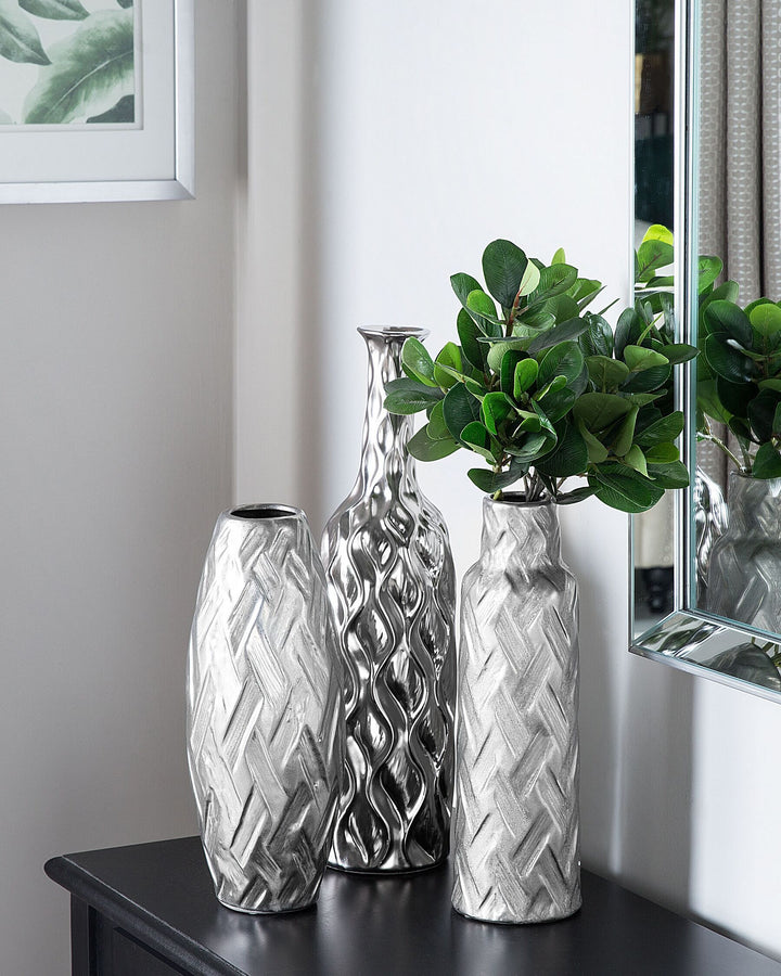 Bassania Decorative Vase Stoneware 45 cm Silver