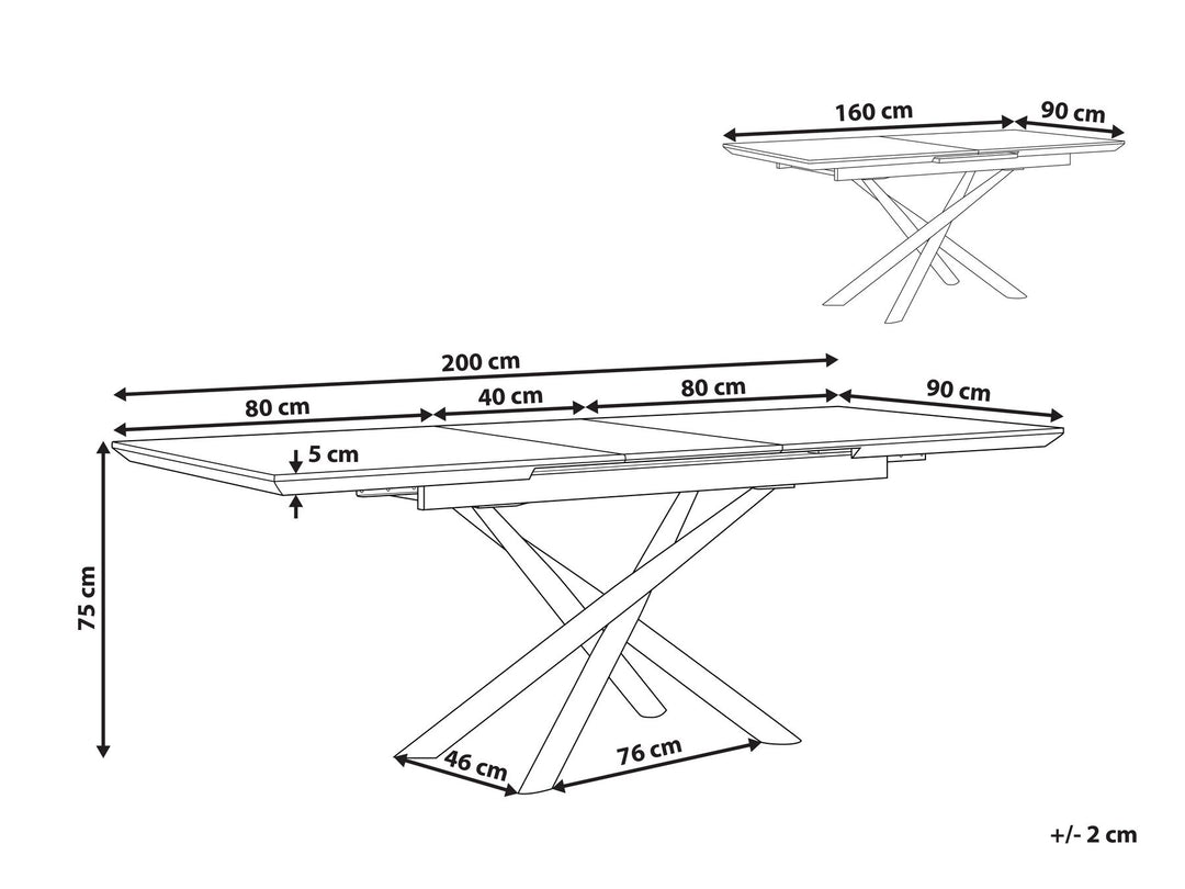 Moira Extending Dining Table 160/200 x 90 cm Marble Effect with White