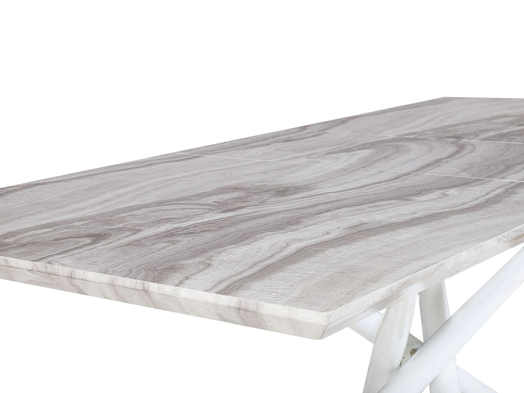 Moira Extending Dining Table 160/200 x 90 cm Marble Effect with White