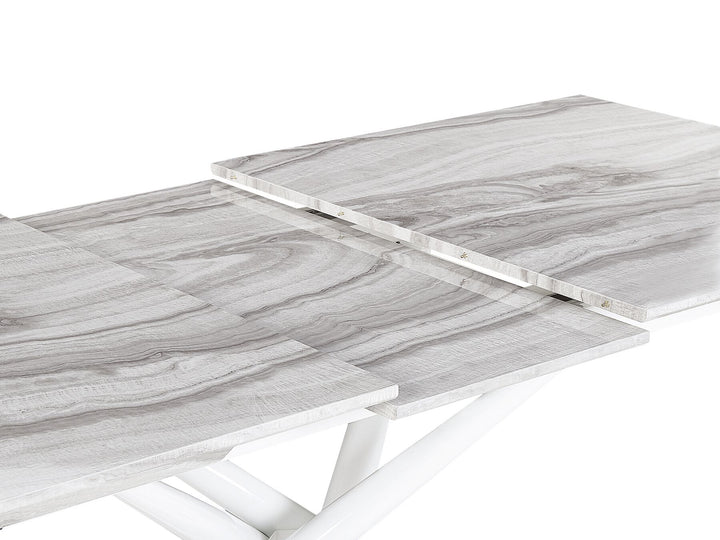 Moira Extending Dining Table 160/200 x 90 cm Marble Effect with White