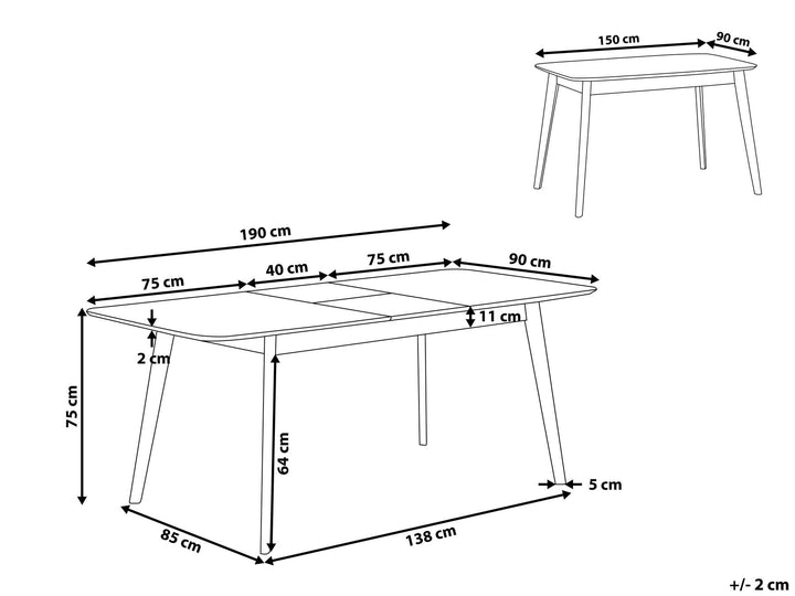 Madox Extending Dining Table 150/190 x 90 cm Light Wood