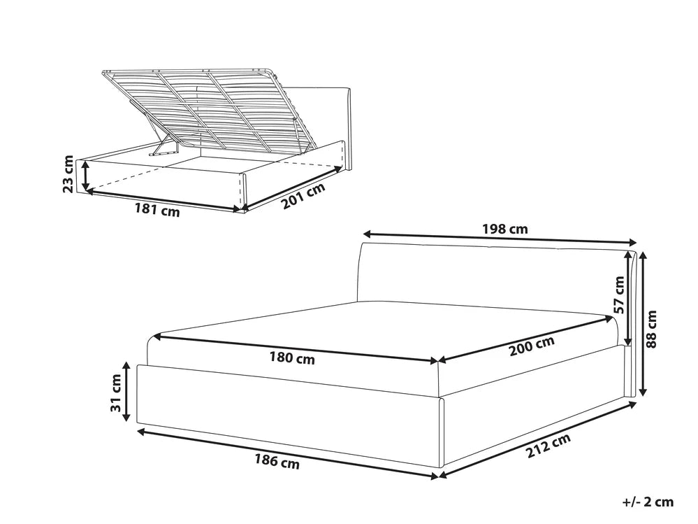 Ottoman Bed Boucle 180 x 200 cm (EU Super King) Brown Drew