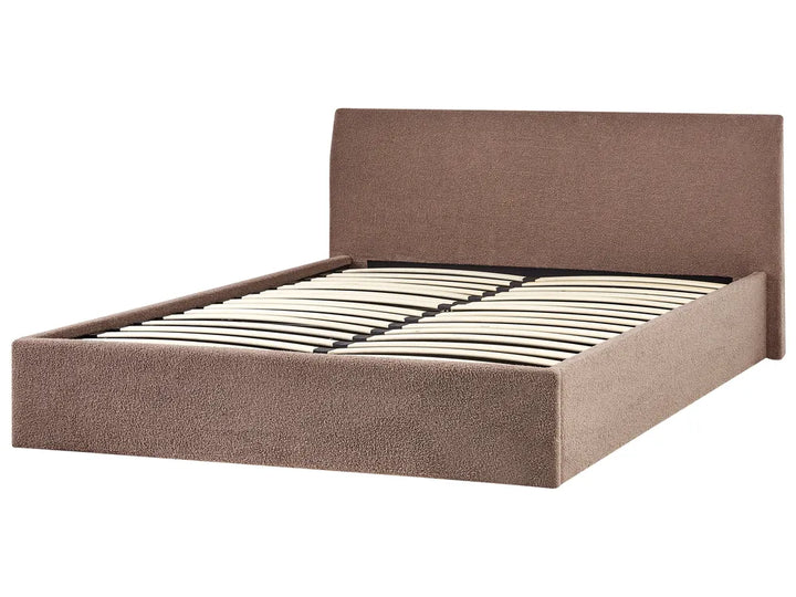 Ottoman Bed Boucle 180 x 200 cm (EU Super King) Brown Drew