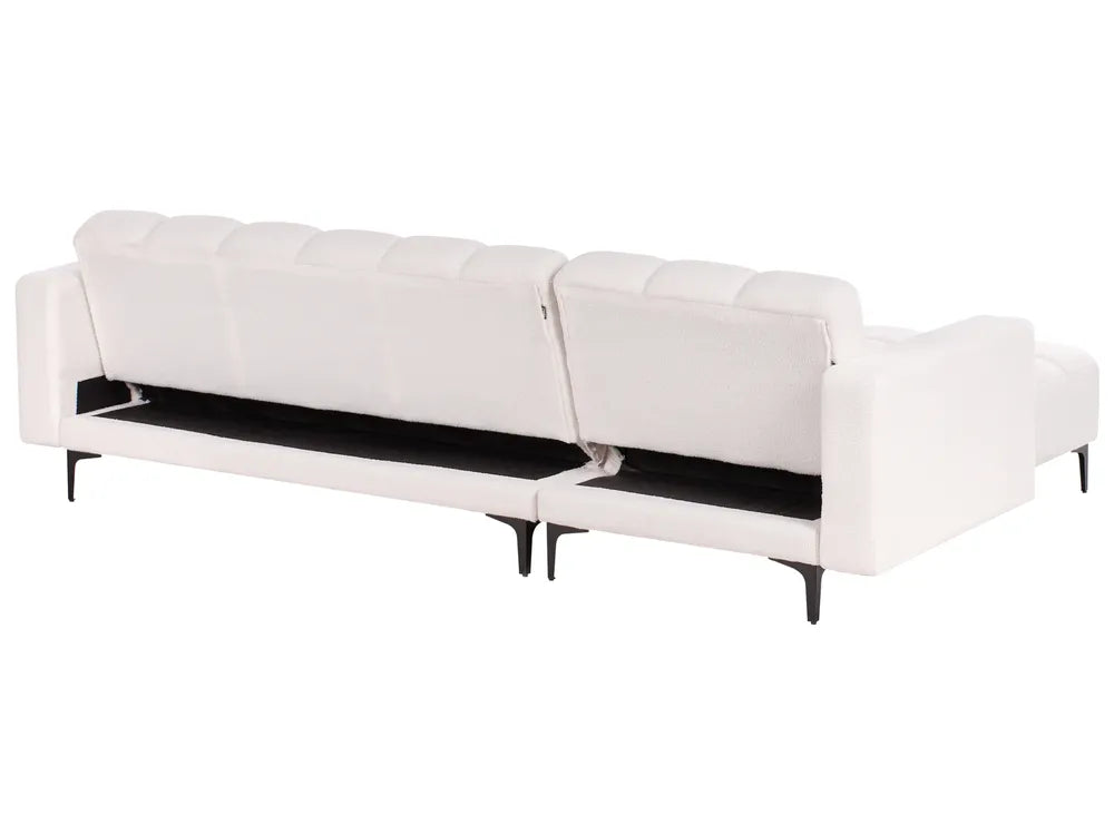 Modular Corner Sofa Bed 4 Seater Boucle White Right Hand Yosef