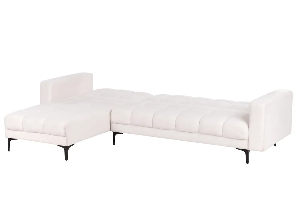 Modular Corner Sofa Bed 4 Seater Boucle White Right Hand Yosef