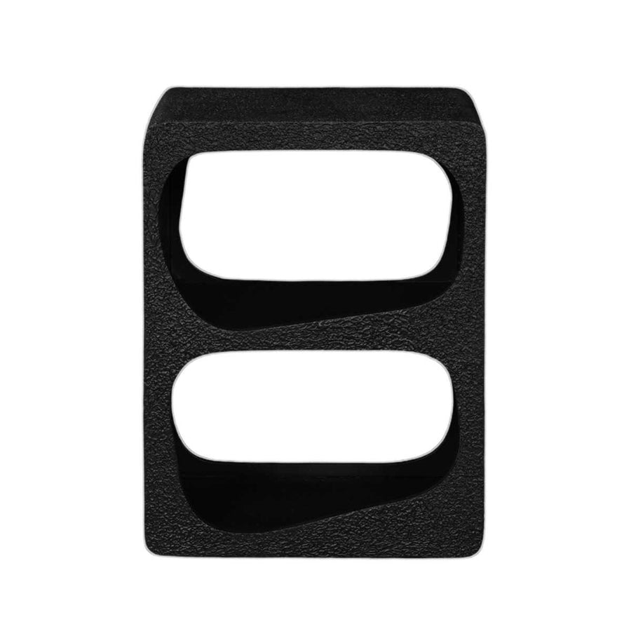 Black rubber mat with two white rectangular pads on a white background
