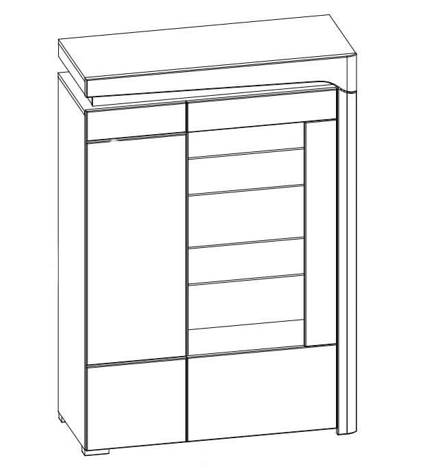 Amarantha Oak Effect And White Gloss Low Wide Display Cabinet with LED Lights