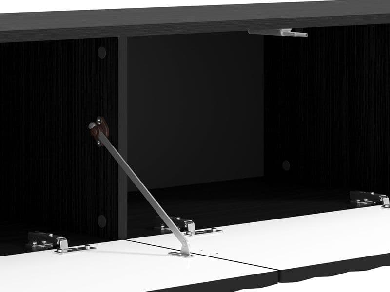 Larissa Black Slat Effect Wall Mounted Floating Wide Large TV Entertainment Unit