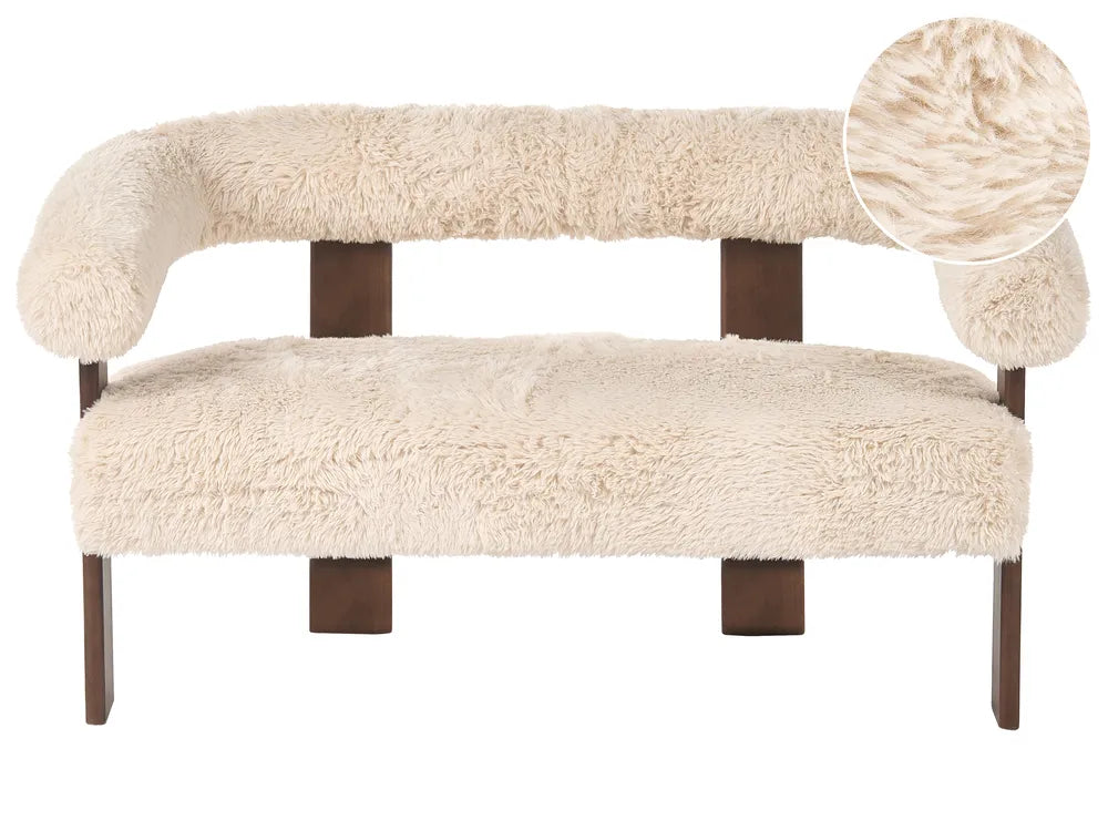 Sofa 2 Seater Faux Fur Off-White/ Dark Brown Askolds