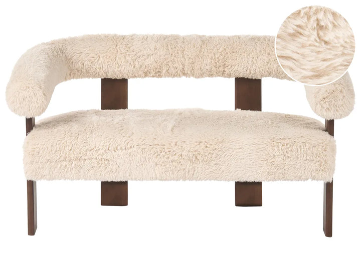 Sofa 2 Seater Faux Fur Off-White/ Dark Brown Askolds