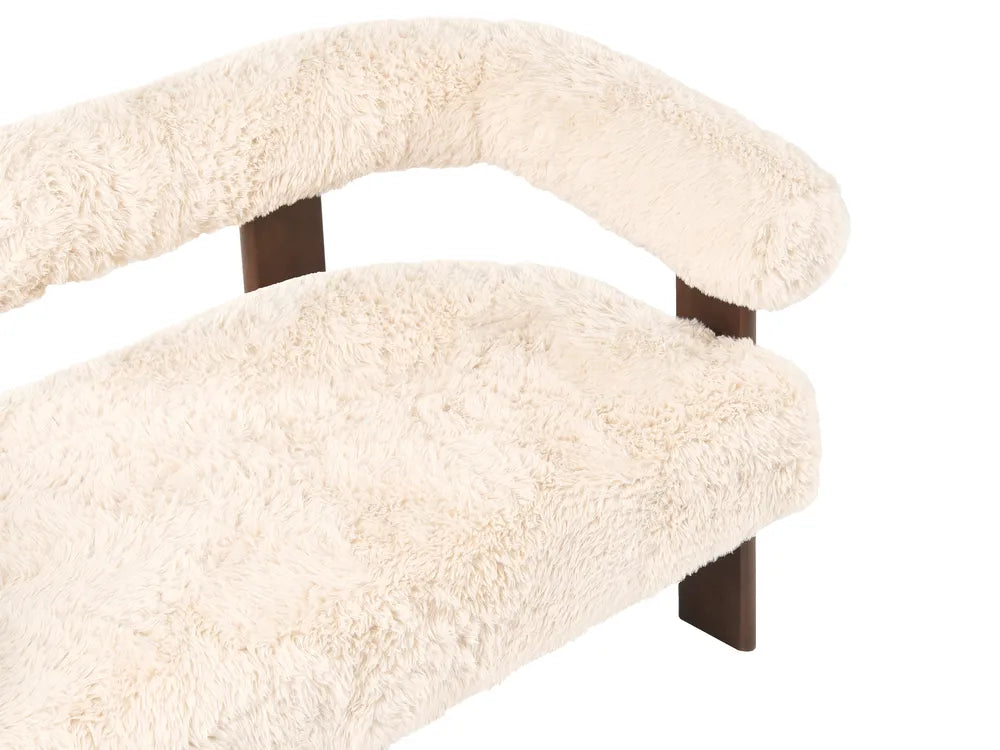 Sofa 2 Seater Faux Fur Off-White/ Dark Brown Askolds