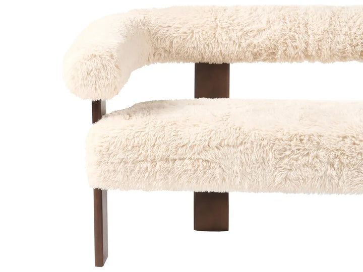 Sofa 2 Seater Faux Fur Off-White/ Dark Brown Askolds