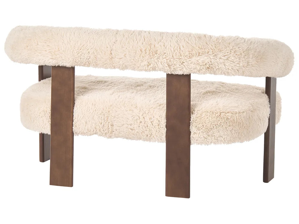Sofa 2 Seater Faux Fur Off-White/ Dark Brown Askolds