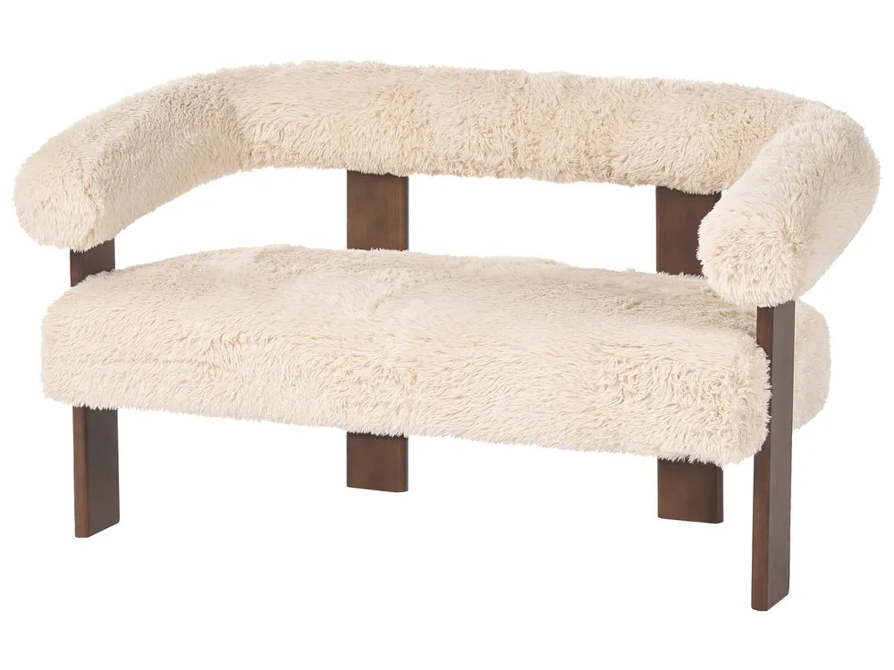 Sofa 2 Seater Faux Fur Off-White/ Dark Brown Askolds