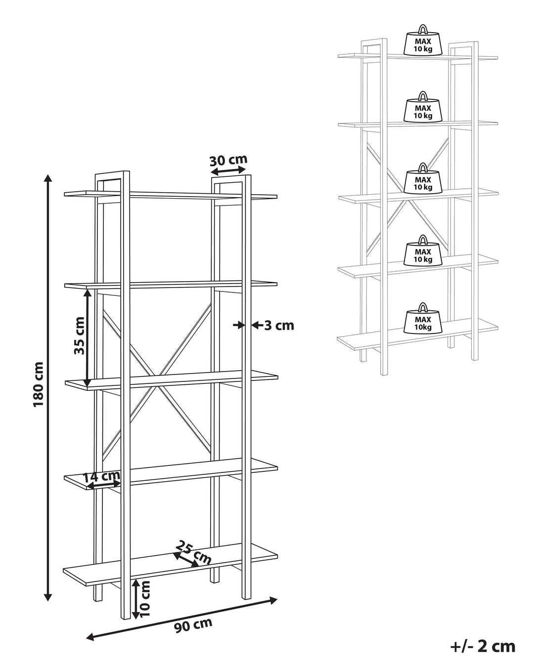 5 Tier Shelving Unit 180 cm Dark Brown Taoussi